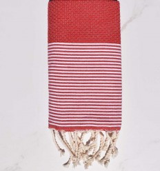 Fouta enfant nid d'abeille rouge