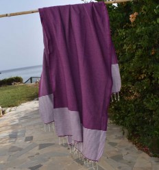 Fouta nid d'abeille violine