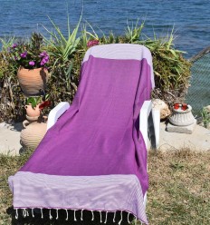 Fouta nid d'abeille violine 2