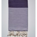 Fouta nid d'abeille violet foncé