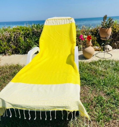 Beach towel honeycomb yellow corn- FOUTA TUNISIA