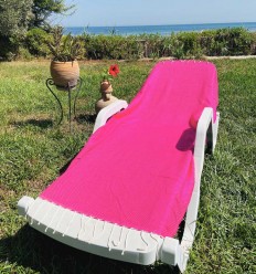 Fouta nid d'abeille unie rose fushia 2