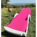 plain honeycomb color Fushia pink beach towel - FOUTA TUNISIA