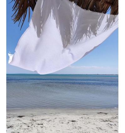 fouta nid d'abeille unie blanc- FOUTA TUNISIA
