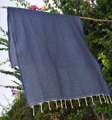 fouta nid d'abeille unie bleu gris- FOUTA TUNISIA 2
