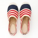 Navy, Ecru, and Red Espadrille