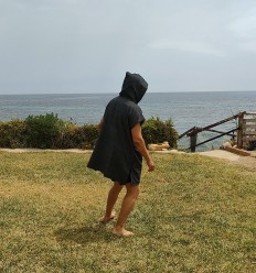 Poncho de plage gris noir - Poncho adulte