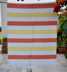 Telo mare arancione e giallo foderato in spugna - Fouta Tunisia