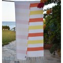 Telo mare arancione e giallo foderato in spugna - Fouta Tunisia