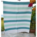 Emerald and light green beach towel lined with sponge