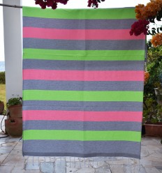 Fouta vert fluo et rose fluo doublée éponge - Fouta absorbante