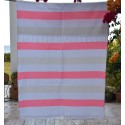 Telo mare rosa chiaro e ecru foderato in spugna - Telo mare