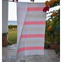 Telo mare rosa chiaro e ecru foderato in spugna - Telo mare