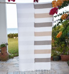 Fouta taupe et beige doublée éponge - Fouta absorbante 2