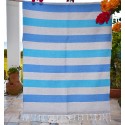 Fouta bleu et bleu azur doublée éponge