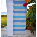 Fouta bleu et bleu azur doublée éponge