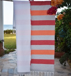 Fouta orange et rouge doublée éponge 2