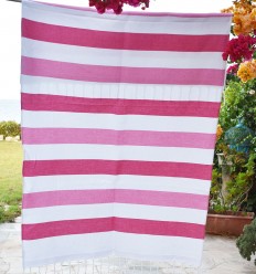 Fouta rose clair et fuchsia doublée éponge - Fouta absorbante