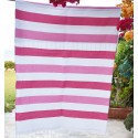 Fouta rose clair et fuchsia doublée éponge