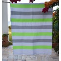Bright green and gray beach towel lined with sponge