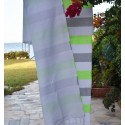 Bright green and gray beach towel lined with sponge