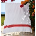 Fouta plate blanche bandes rouge
