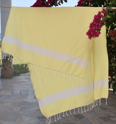 Fouta Diamant jaune clair - FOUTA TUNISIA