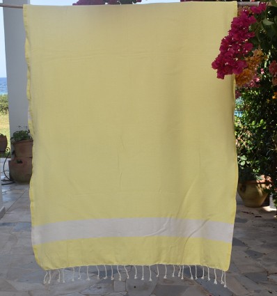 Fouta Diamant jaune clair - FOUTA TUNISIA