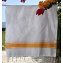 Fouta blanche bandes jaune