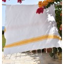 Fouta blanche bandes jaune
