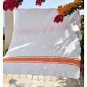 Fouta plate blanche avec bandes orange