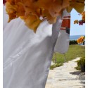 Fouta plate blanche avec bandes orange