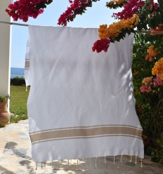 Fouta plate avec bandes beige 2