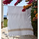 Fouta plate avec bandes beige