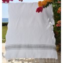 Fouta plate blanche avec bandes gris