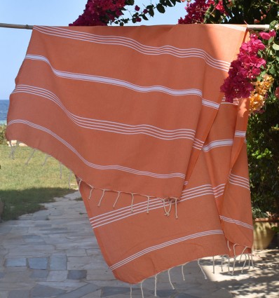 Fouta mykonos orange corail