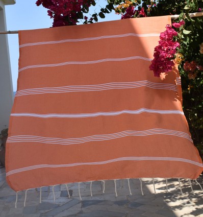 Fouta mykonos orange corail