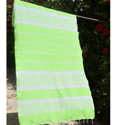 Arthur neon green fouta with stripes