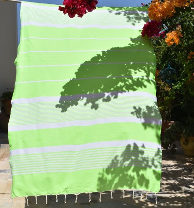 Arthur neon green fouta with stripes