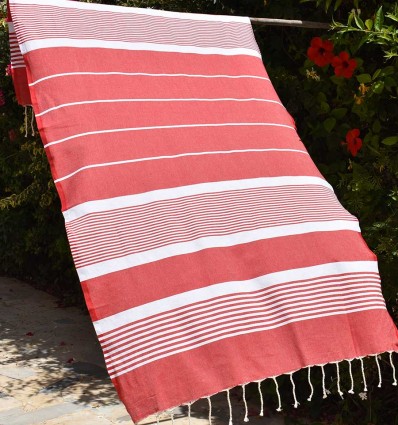 arthur carmine red fouta - FOUTA TUNISIA