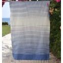 Fouta bleu roi rayée blanc crème