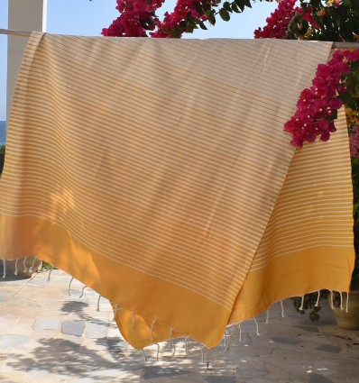 Fouta Portofino jaune moutarde