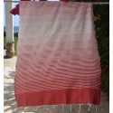 Fouta Portofino rouge rayée blanc crème