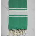 beach towel flat  green grass White strip