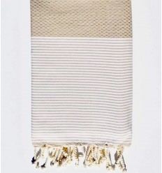 Fouta nid d'abeille beige moyen