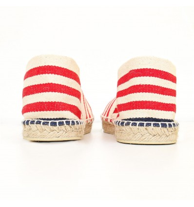Marineblau, Ecru und Rot Espadrilles