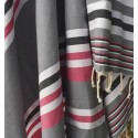 Fouta dina gris rayée rose, blanc et gris anthracite