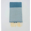 Fouta nid d'abeille bleu paon