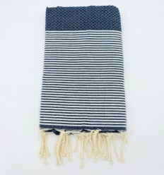 Fouta nid d'abeille bleu bleuet