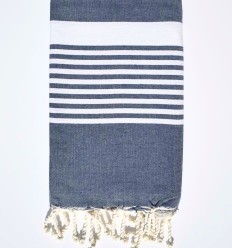 Fouta arthur couleur bleu guède avec rayures